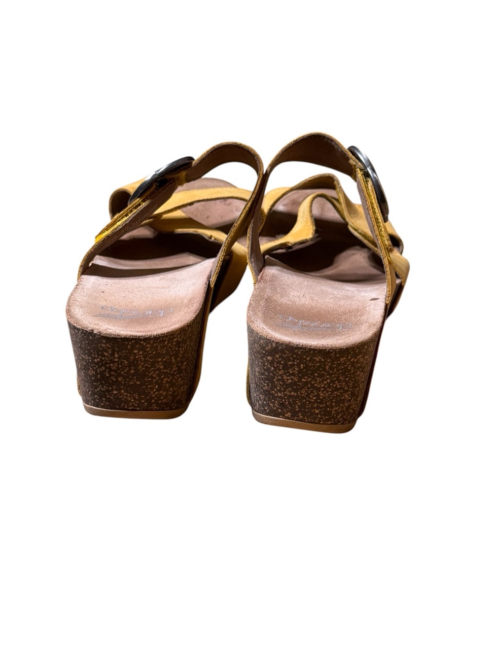 Dansko Susie Mango Yellow Nubuck Leather Wedge Sandals Women's Size 40 US 9.5-10 - Picture 3 of 7